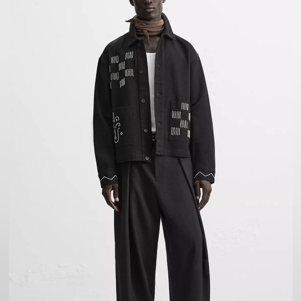 Zara embroidered bead men overshirt NWOT
